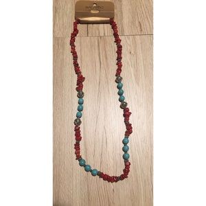 Red & Turquoise Beaded Necklace